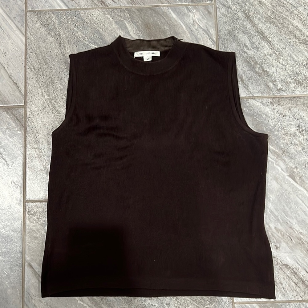 St. John mock neck knit top, stretch knit